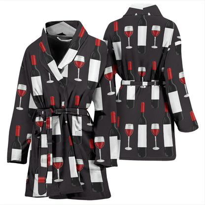 Wine Print Design LKS309 Women Bathrobe