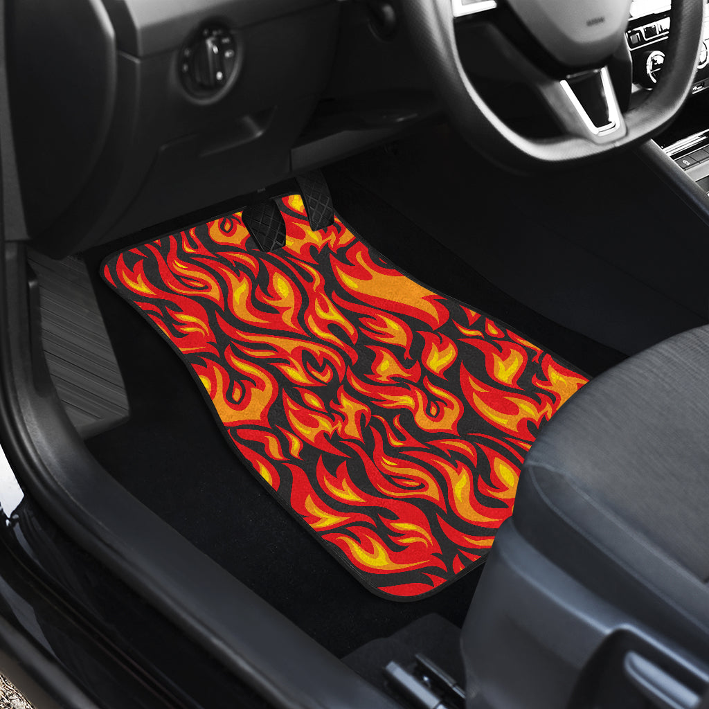 Flame Fire Print Pattern Car Floor Mats Front Back