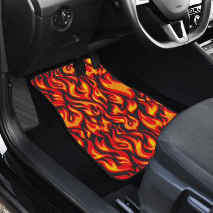 Flame Fire Print Pattern Car Floor Mats Front Back