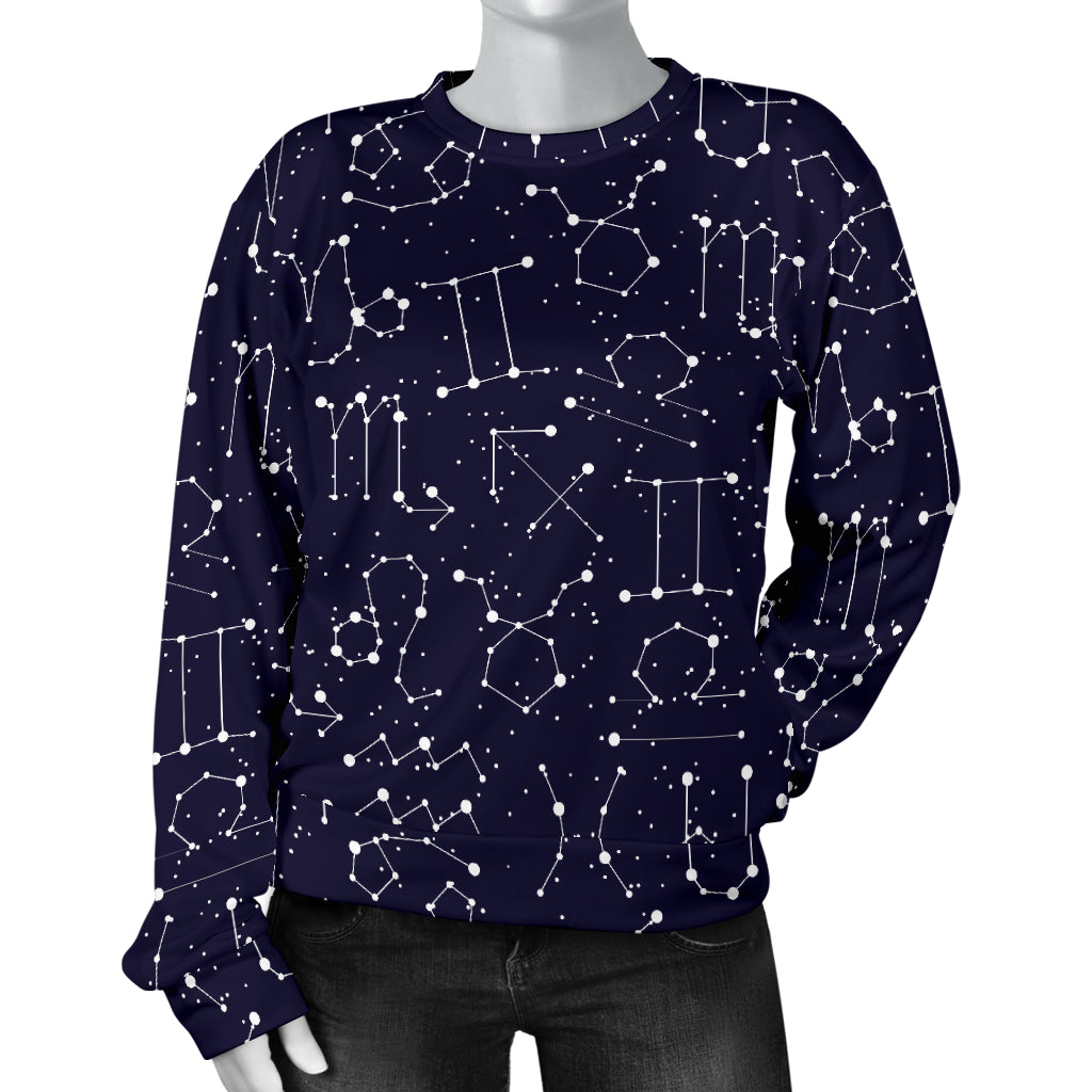 Zodiac Pattern Design Print Women Long Sleeve Sweatshirt