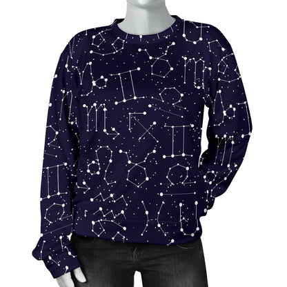 Zodiac Pattern Design Print Women Long Sleeve Sweatshirt