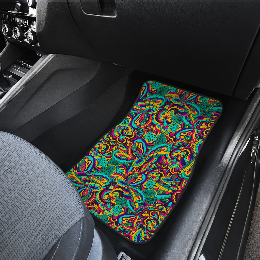 Psychedelic Trippy Floral Design Car Floor Mats Front Back