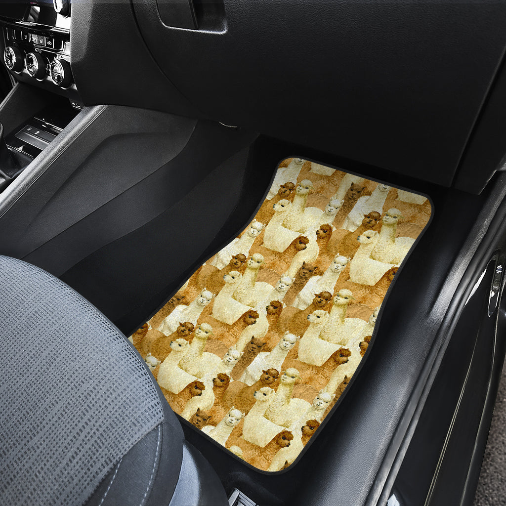 Alpaca Watercolor Design Themed Print Car Floor Mats Front Back