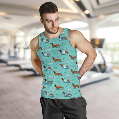 Dachshund Paw Decorative Print Pattern Men Tank Top