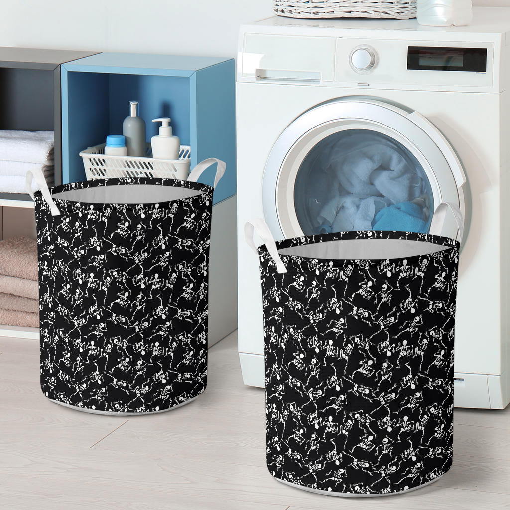 Skeleton Style Print Laundry Basket