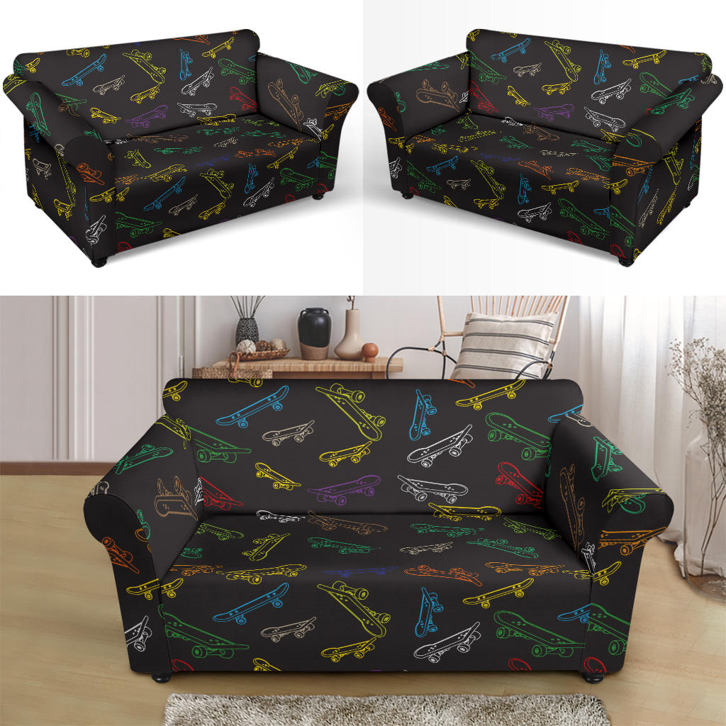 Skateboard Print Design LKS301 Loveseat Couch Slipcover