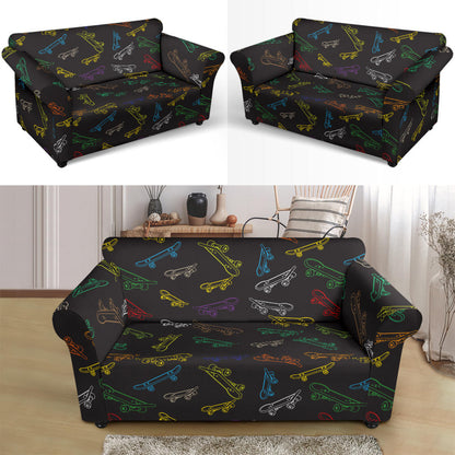 Skateboard Print Design LKS301 Loveseat Couch Slipcover