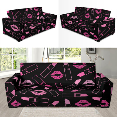 Lipstick Pink Pattern Print Design 01 Sofa Slipcover