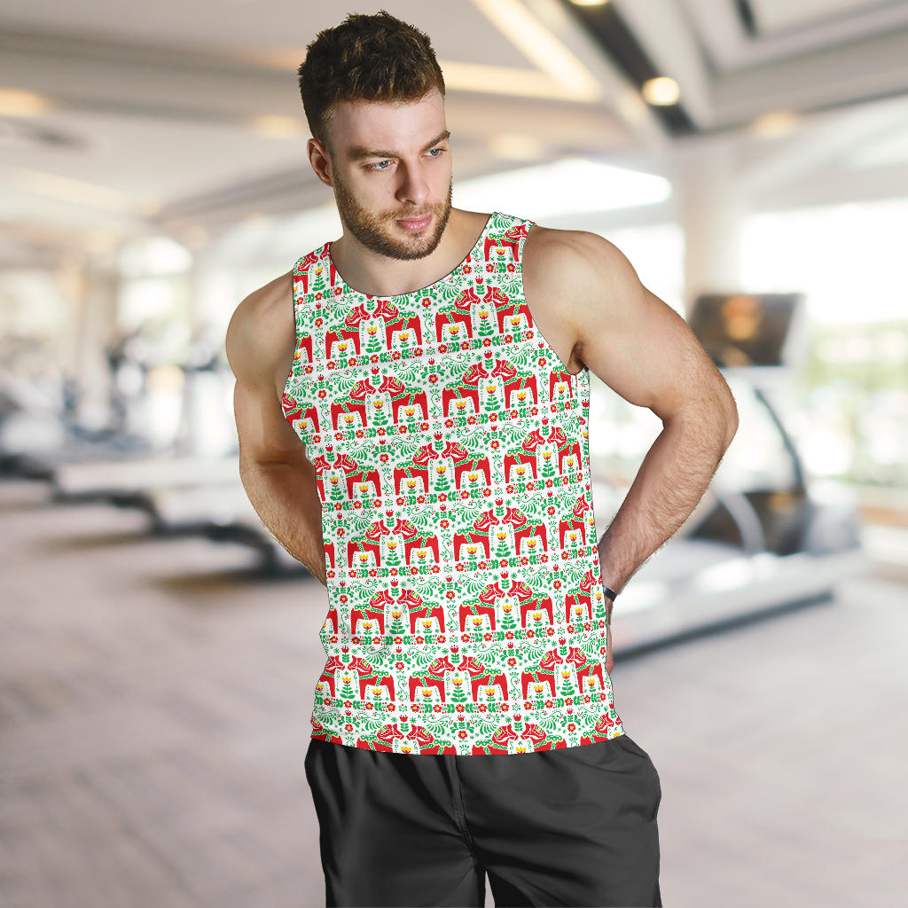 Swedish Dala Style Pattern Men Tank Top