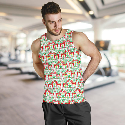 Swedish Dala Style Pattern Men Tank Top