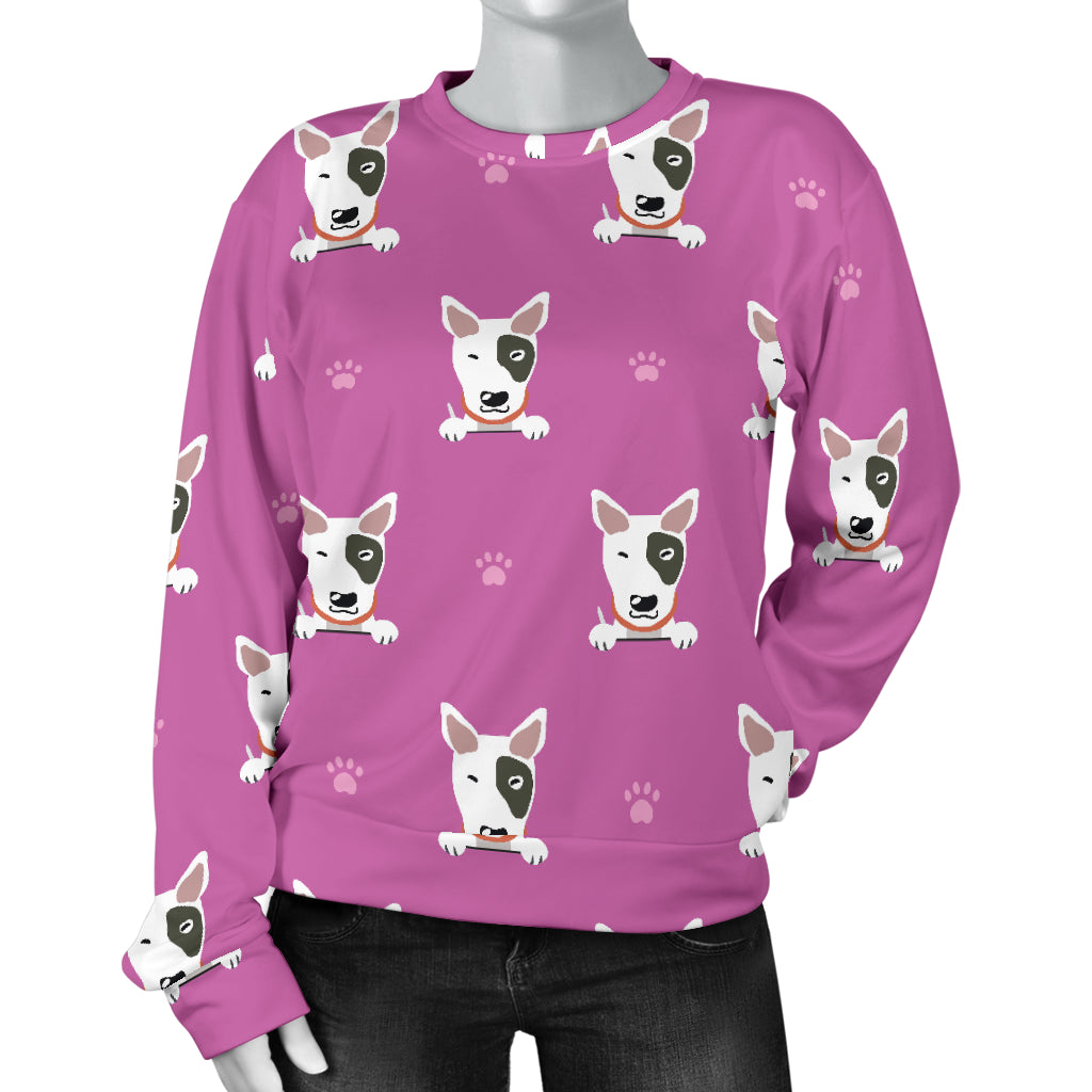 Bull Terrier Happy Print Pattern Women Long Sleeve Sweatshirt