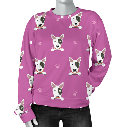 Bull Terrier Happy Print Pattern Women Long Sleeve Sweatshirt