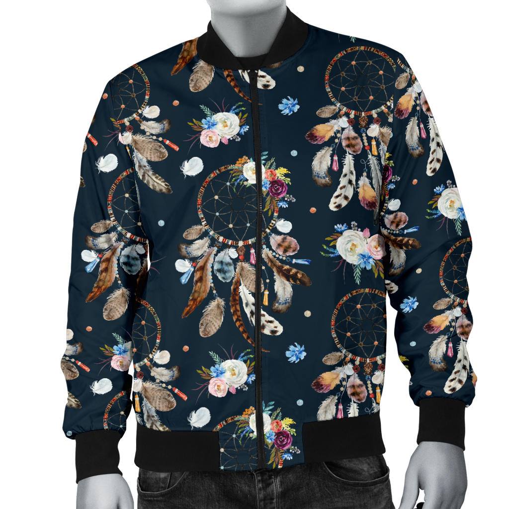Dream Catcher Boho Floral Style Men Bomber Jacket
