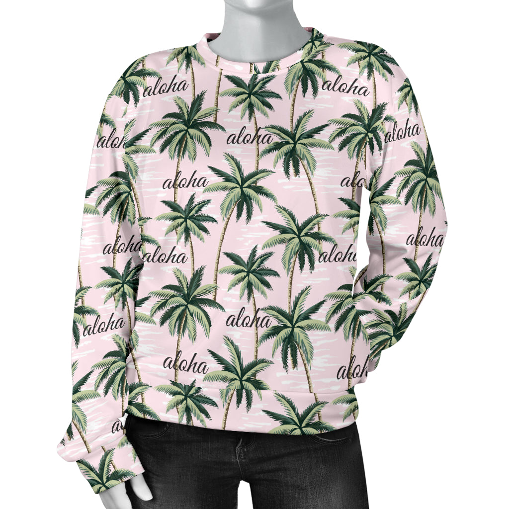 Aloha Beach Pattern Design Themed Print Women Long Sleeve Sweatshirt