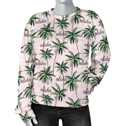 Aloha Beach Pattern Design Themed Print Women Long Sleeve Sweatshirt