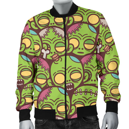 Zombie Head Design Pattern Print Men Bomber Jacket