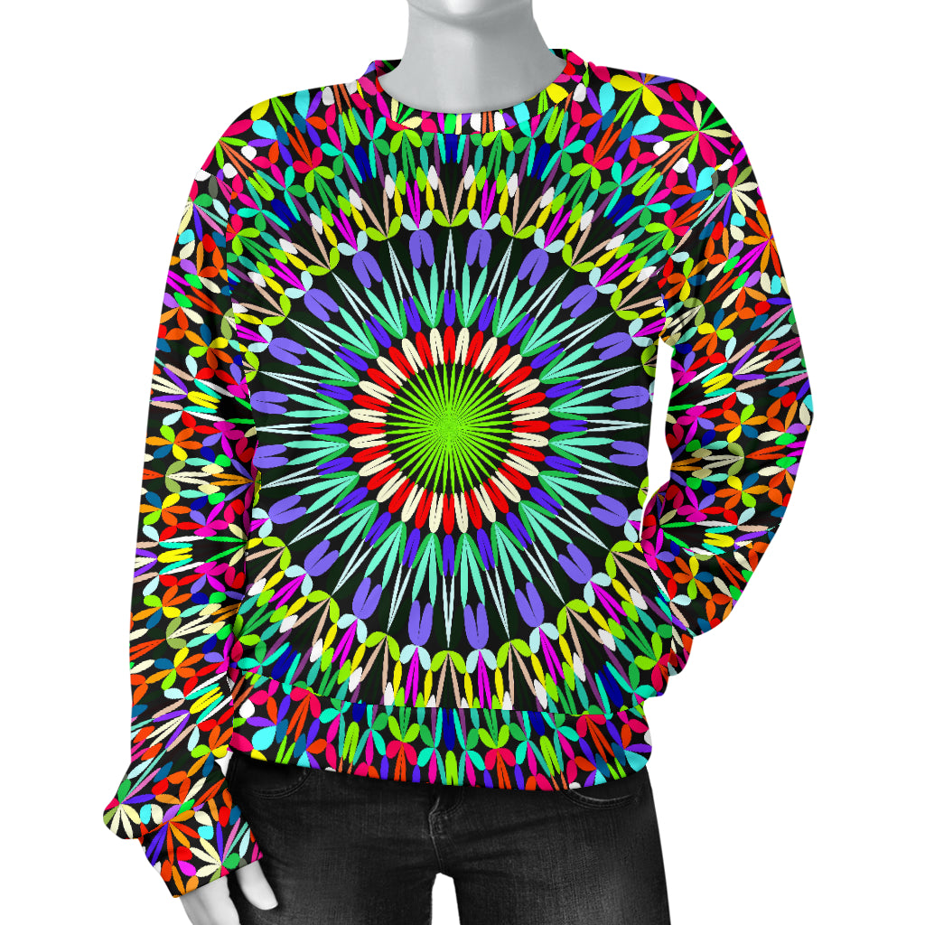 Bohemian Colorful Style Print Women Long Sleeve Sweatshirt