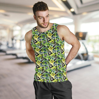 Soccer Ball Themed Print Pattern Men Tank Top