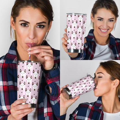 Bull Terrier Pink Print Pattern Tumbler