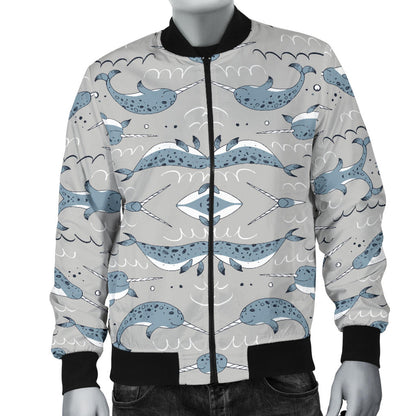 Narwhal Pattern Print Men Bomber Jacket