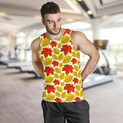 Elm Maple Leave Print Pattern Men Tank Top