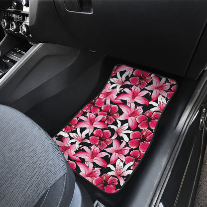 Flower Hawaiian Pink Red Hibiscus Print Car Floor Mats Front Back