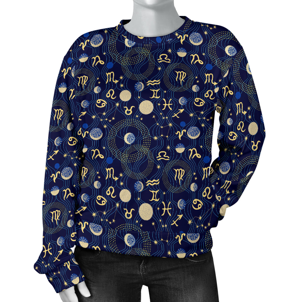 ZodiacThemed Design Print Women Long Sleeve Sweatshirt