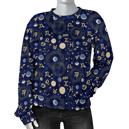 ZodiacThemed Design Print Women Long Sleeve Sweatshirt