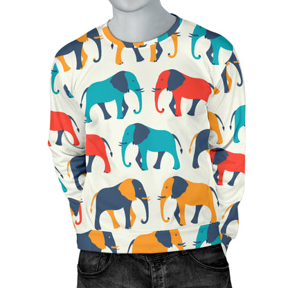 Elephant Colorful Print Pattern Men Long Sleeve Sweatshirt