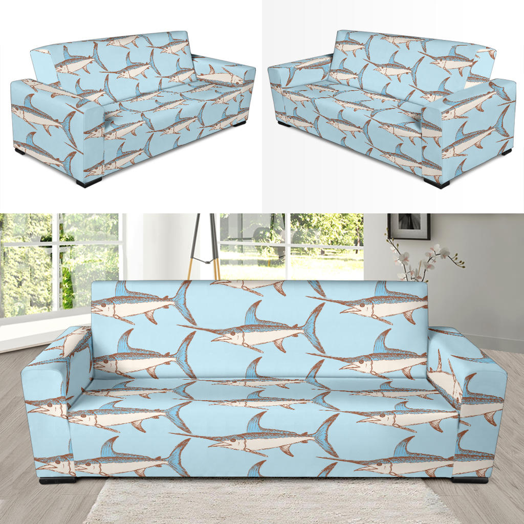 Swordfish Pattern Print Design 01 Sofa Slipcover