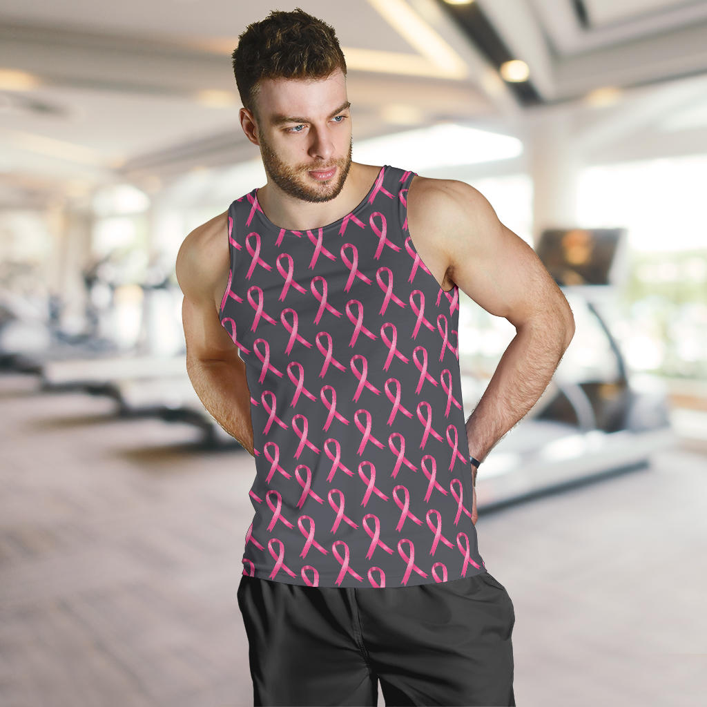 Breast Cancer Awareness Pattern Men Tank Top