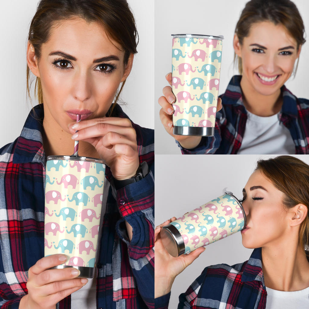 Elephant Baby Pastel Print Pattern Tumbler