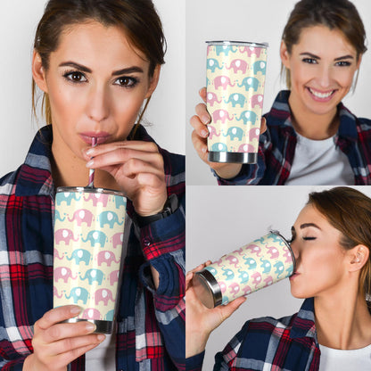 Elephant Baby Pastel Print Pattern Tumbler