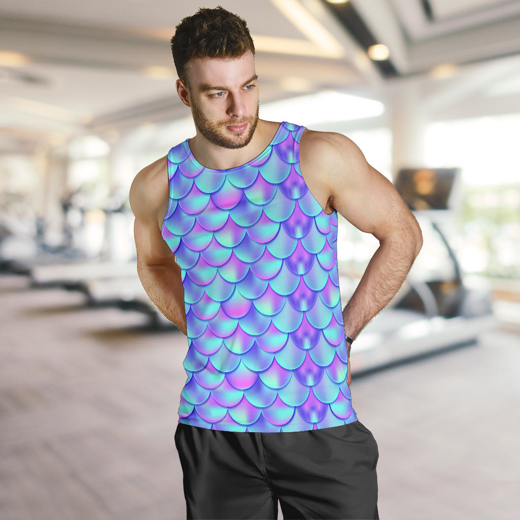 Mermaid Tail Design Print Pattern Men Tank Top