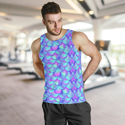 Mermaid Tail Design Print Pattern Men Tank Top
