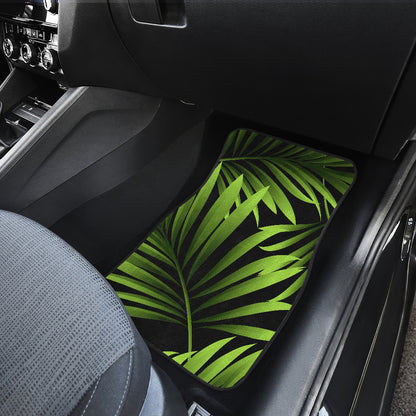 Green Neon Tropical Palm Leaves Car Floor Mats Front Back