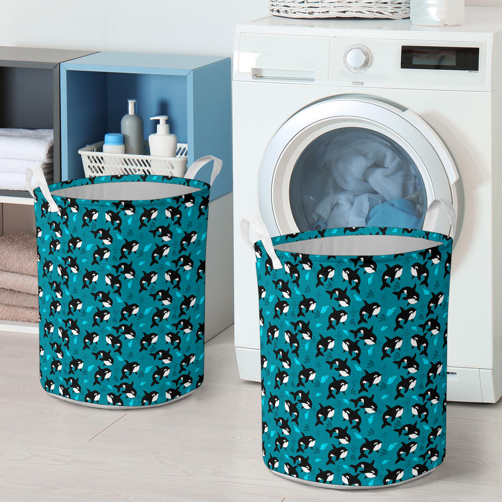 Whale Sea Design Themed Print Laundry Basket