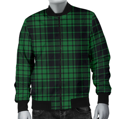 Green Tartan Plaid Pattern Men Bomber Jacket