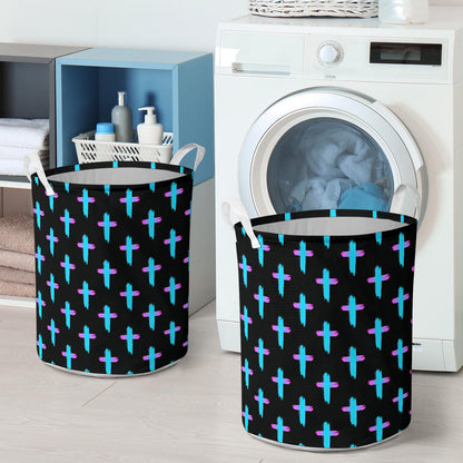 Christian Cross neon Pattern Laundry Basket