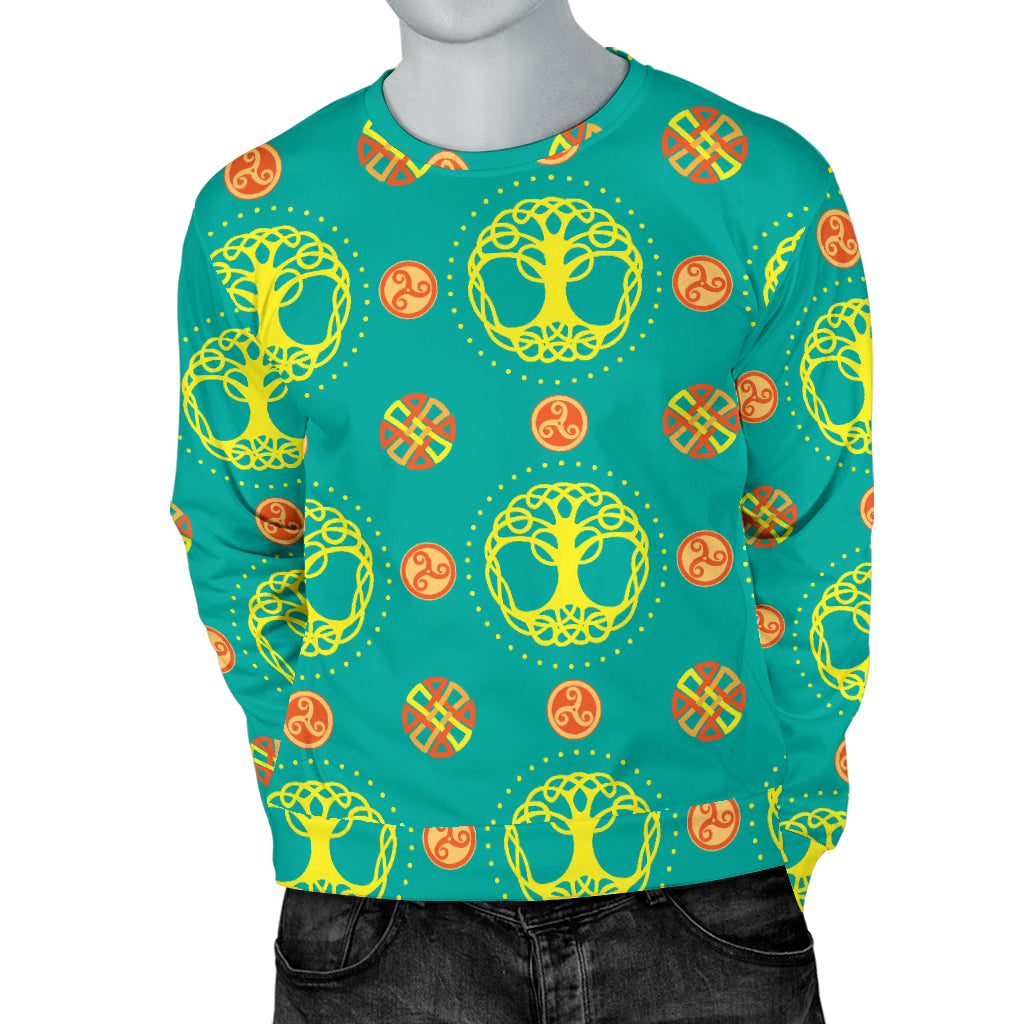 Celtic Tree of Life Print Pattern Men Long Sleeve Sweatshirt