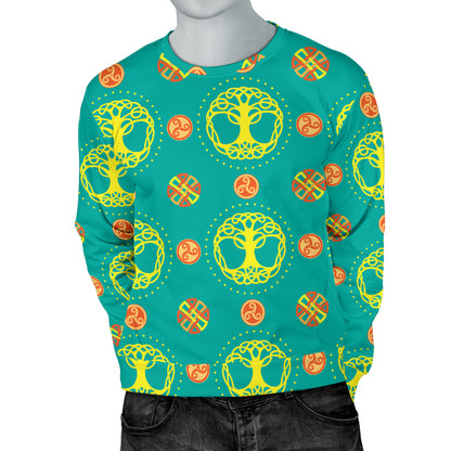 Celtic Tree of Life Print Pattern Men Long Sleeve Sweatshirt