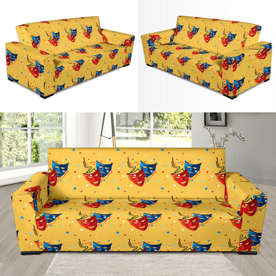 Acting Mask Pattern Print Design 02 Sofa Slipcover