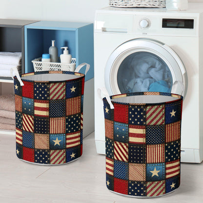 American flag Patchwork Design Laundry Basket