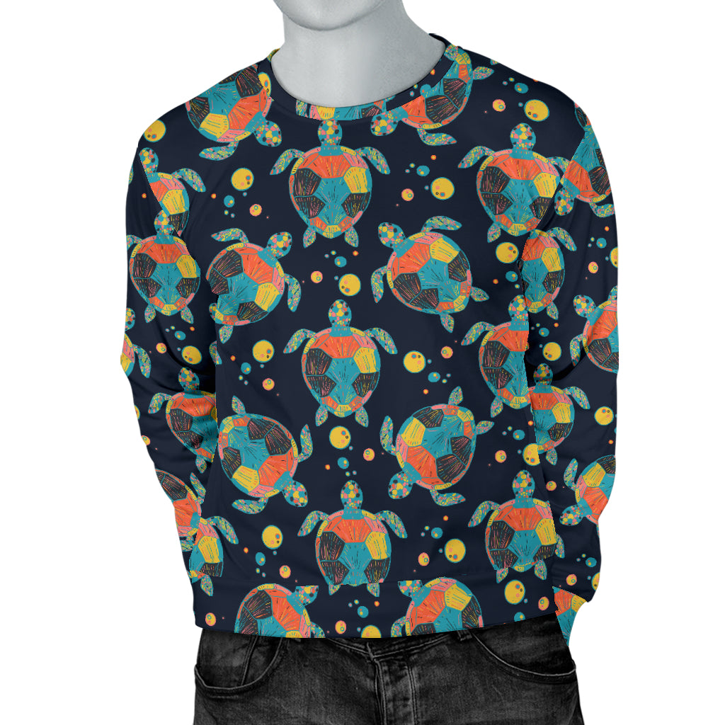 Sea Turtle Colorful with bubble Print Men Long Sleeve Sweatshirt