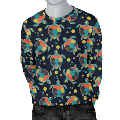Sea Turtle Colorful with bubble Print Men Long Sleeve Sweatshirt