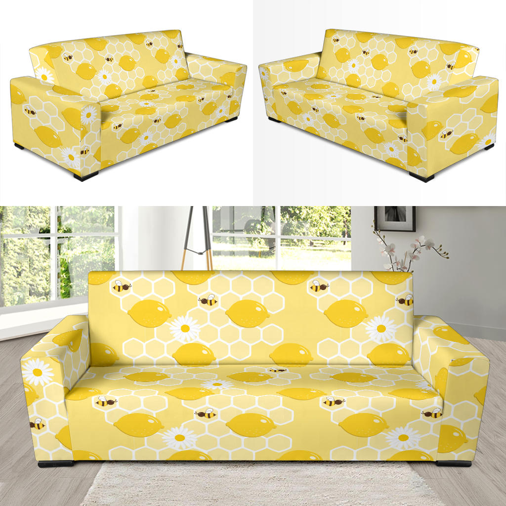 Honey Bee Honeycomb Print Design LKS3010 Sofa Slipcover