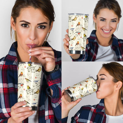 Bird Watercolor Design Pattern Tumbler
