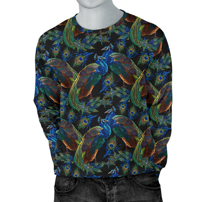 Peacock Themed Design Print Men Long Sleeve Sweatshirt