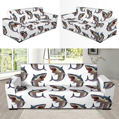 Great White Shark Pattern Print Design 03 Sofa Slipcover