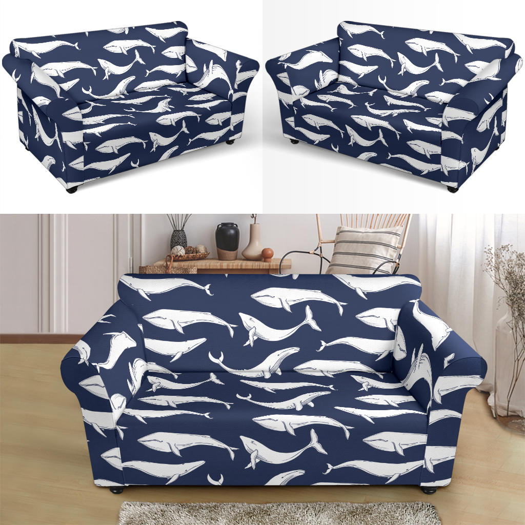 Whale Print Design LKS308 Loveseat Couch Slipcover